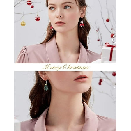 Fashion Christmas Elk Santa Claus Earrings Drop Dangle Women Jewelry Xmas Gift